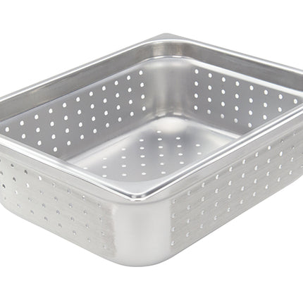 Winco SPJH-204PF 4" Half Size Stainless Steel Perforated Steam Table Pan - 22 Gauge