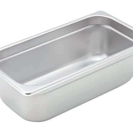 Winco SPJH-304 4" Third Size Solid Anti-Jam Steam Table Pan - 22 Gauge