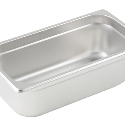 Winco SPJL-304 4" Third Size Solid Anti-Jam Steam Table Pan - 25 Gauge