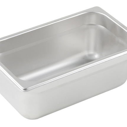 Winco SPJL-404 4" Quarter Size Solid Anti-Jam Steam Table Pan - 25 Gauge