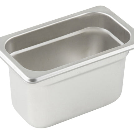 Winco SPJL-904 4" Ninth Size Solid Anti-Jam Steam Table Pan - 25 Gauge