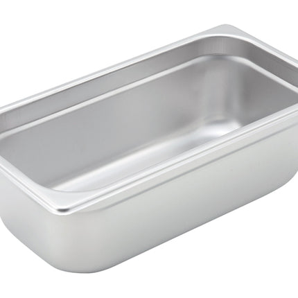 Winco SPJM-304 4" Third Size Solid Anti-Jam Steam Table Pan - 24 Gauge