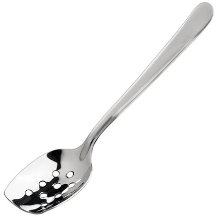 Winco SPS-P8 8" Satin Finish Stainless Steel Slanted Perforated Plating Spoon