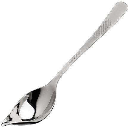 Winco SPS-TS8 8" Satin Finish Stainless Steel Saucier Spoon with Tapered Spout