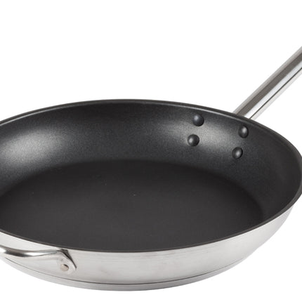 Winco SSFP-12NS 12 1/2" Stainless Steel Non-Stick Induction Ready Fry Pan