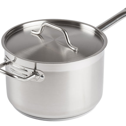 Winco SSSP-7 7-1/2 Qt. Induction-Ready Premium Stainless Steel Sauce Pan with Cover