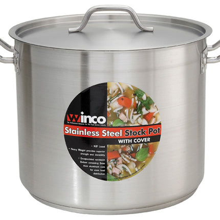 Winco SST-8 Stainless Steel 8 Quart Premium Induction Ready Stock Pot with Cover