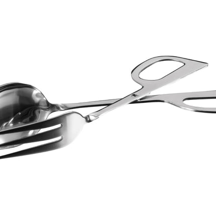 Winco ST-10 Spoon And Fork 10" Long Satin Finish Stainless Steel Scissor-Style Salad Tongs