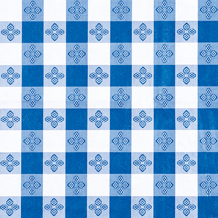 Winco TBCO-90B 52" x 90" Blue Checkered Vinyl Tablecloth