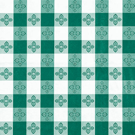 Winco TBCO-90G 52" x 90" Green Checkered Vinyl Tablecloth