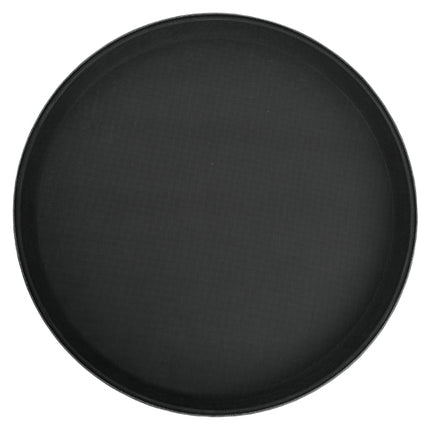 Winco TFG-14K Round 14" Black Non-Skid Serving Tray