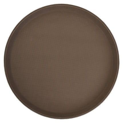 Winco TFG-14N Round 14" Brown Non-Skid Serving Tray