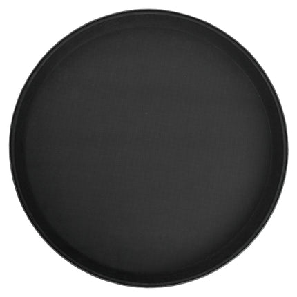 Winco TFG-16K Round 16" Black Non-Skid Serving Tray