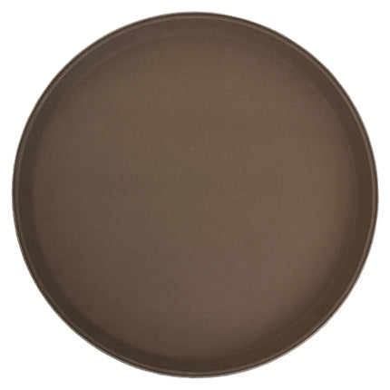 Winco TFG-16N Round 16" Brown Non-Skid Serving Tray