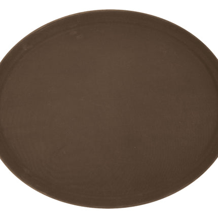 Winco TFG-2622N Oval 27" Brown Non-Skid Serving Tray
