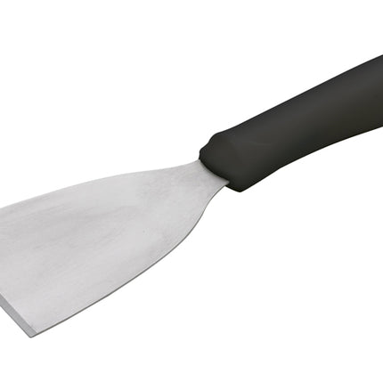 Winco TKP-32 9" Stainless Steel Scraper with Black Ergo Handle