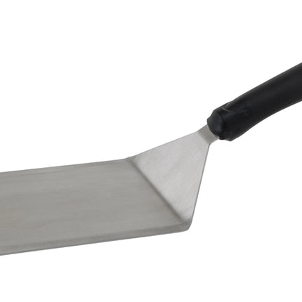 Winco TKP-63 Stainless Steel Offset Turner with Black Ergo Handle - 5" x 6" Blade