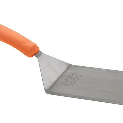 Winco TNH-63 5" x 6" Stainless Steel Offset Extra Heavy Turner with Cutting Edge Blade and Orange Cool