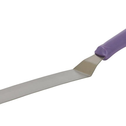 Winco TWPO-9P 8.5" x 1.5" Allergen Free Purple Handle Stainless Steel Offset Spatula