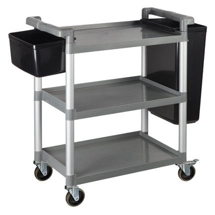 Winco UC-3019G 3-Tier Gray Plastic Utility/Bus Cart with Brakes