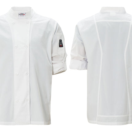 Winco UNF-12W3XL Signature Chef 3X-Large White Ventilated Chef Jacket with Roll-Tab Sleeves, Tapered Fit