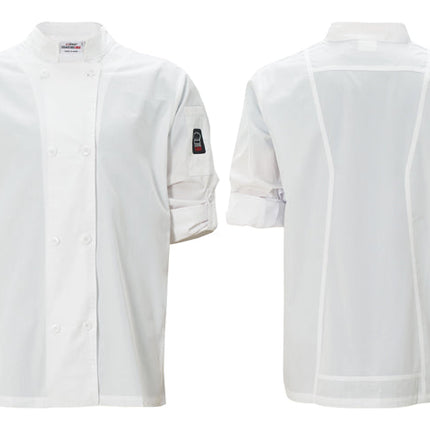 Winco UNF-12WXL Signature Chef X-Large White Ventilated Chef Jacket with Roll-Tab Sleeves, Tapered Fit