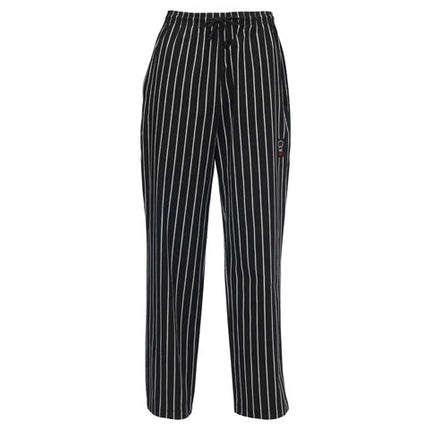 Winco UNF-3CM Signature Chef Medium Chalk Stripe Chef Pants, Relaxed Universal Fit with Elastic Drawstring