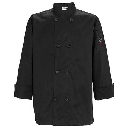Winco UNF-6KXXL Signature Chef XX-Large Black Mens Double Breasted Chef Jacket, Tapered Fit