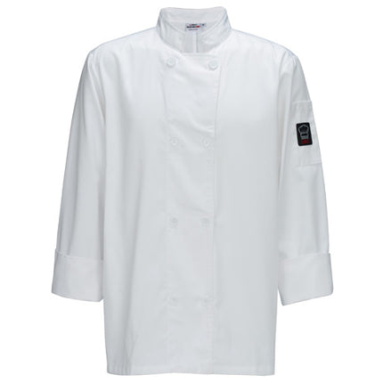 Winco UNF-6W4XL Signature Chef 4X-Large White Mens Double Breasted Chef Jacket, Tapered Fit