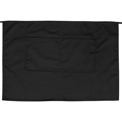 Winco WA-2819K Black 19" x 28" Signature Chef Poly/Cotton Half-Length Bistro Apron With 2 Pockets