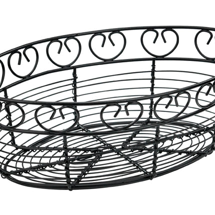 Winco WBKG-10O 10" Oval Black Wire Bread/Fruit Basket