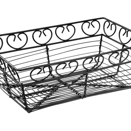 Winco WBKG-9 9" x 5 7/8" Rectangular Black Wire Bread/Fruit Basket