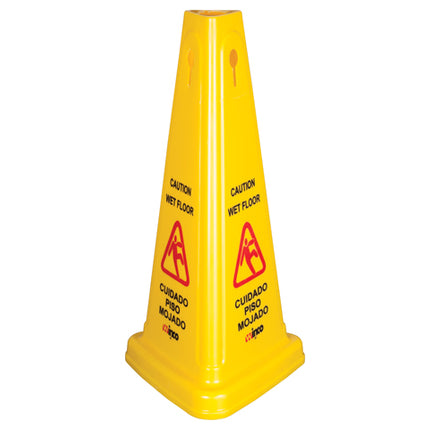 Winco WCS-27T 27" Wet Floor Tri Cone Shaped Caution Sign