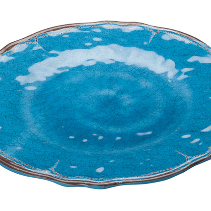 Winco WDM001-401 Luzia 9" Blue Round Melamine Hammered Plate