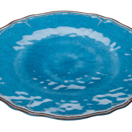 Winco WDM001-402 Luzia 11" Blue Round Melamine Hammered Plate