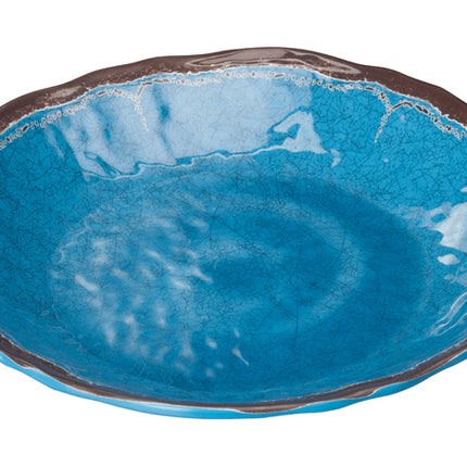 Winco WDM001-405 Luzia 9 5/8" Blue Round Melamine Deep Hammered Plate