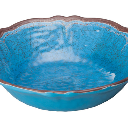 Winco WDM001-406 Luzia 7 1/2" Blue Round Melamine Hammered Soup/Cereal Bowl