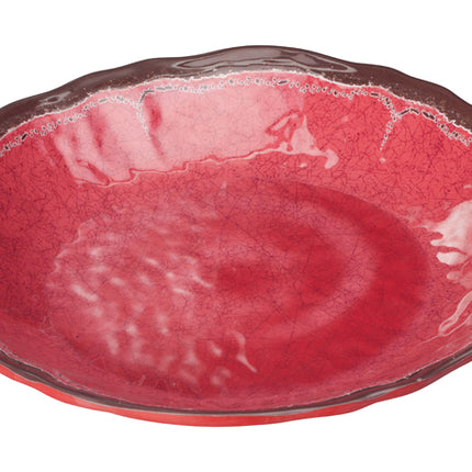 Winco WDM001-505 Luzia 9 5/8" Red Round Melamine Deep Hammered Plate