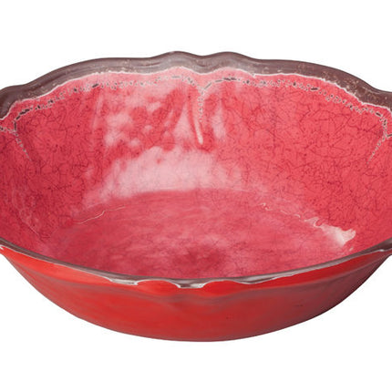 Winco WDM001-506 Luzia 7 1/2" Red Round Melamine Hammered Soup/Cereal Bowl