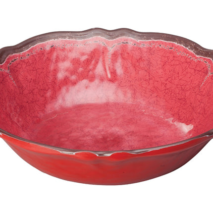 Winco WDM001-507 Luzia 13 3/4" Red Round Melamine Hammered Soup/Cereal Bowl