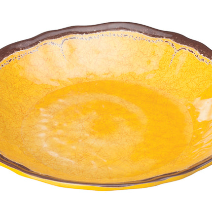 Winco WDM001-605 Luzia 9 5/8" Yellow Round Melamine Deep Hammered Plate