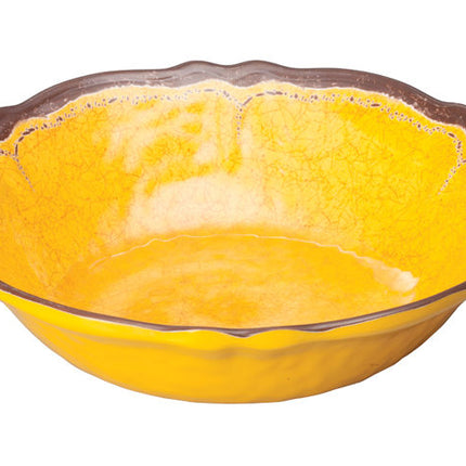 Winco WDM001-606 Luzia 7 1/2" Yellow Round Melamine Hammered Soup/Cereal Bowl