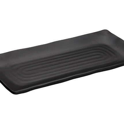 Winco WDM016-302 Konno 10 1/2" x 4 1/2" Black Rectangular Melamine Dinner Plate