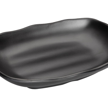 Winco WDM018-303 Hiroto 10" x 6 1/8" Black Rectangular Melamine Plate