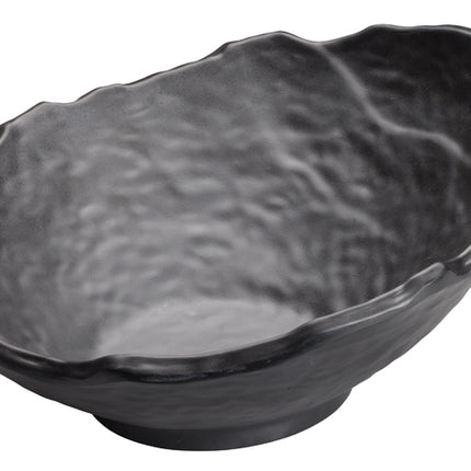 Winco WDM019-309 Kaori 11" Black Round Melamine Angled Bowl