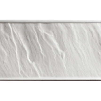 Winco WDP001-201 Calacatta 10" x 4 3/4" Creamy White Rectangular Narrow Rim Porcelain Platter