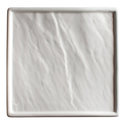 Winco WDP001-205 Calacatta 6 7/8" Creamy White Square Narrow Rim Porcelain Platter