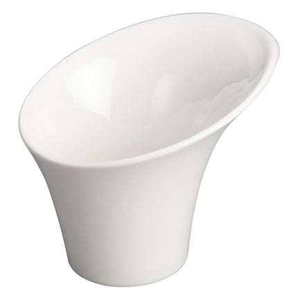 Winco WDP003-204 Rimini 5" x 3 3/4" Creamy White Round Angled Porcelain Snack Bowl