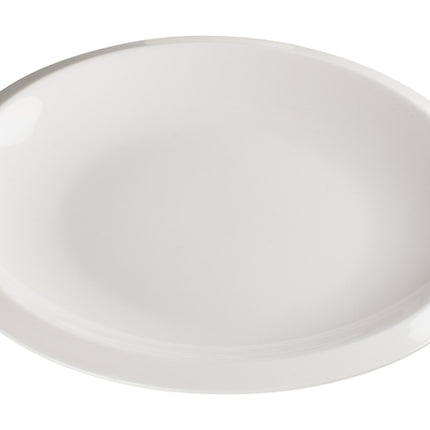 Winco WDP006-201 Bergomi 8" White Porcelain Oval Narrow Rim Dinner Plate