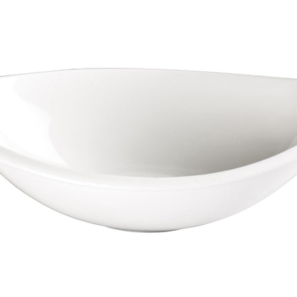 Winco WDP006-205 Bergomi 11" Creamy White Oval Narrow Rim Porcelain Bowl